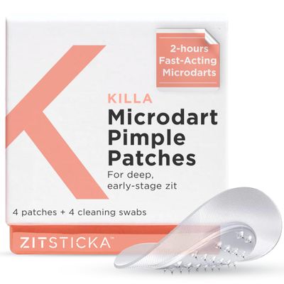 ZitSticka Killa Acne Patches for Face - World&#39;s Most Potent Pimple Patch with Fast-Acting Microdarts - Starts Working within 2 Hours for Deep, Early-Stage Zits &amp; Blemish - 4 Count