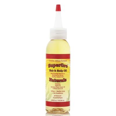 Genuine African Formula SuperGrow Hair and Scalp Oil - Nourishing, Moisturizing, Shining Lightweight Blend for Dry Scalp (4oz)