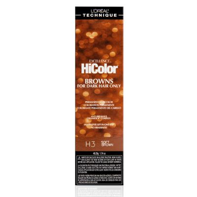 L&#39;Oral Technique HiColor Browns &amp; Blondes Permanent Hair Color | Lifts Dark Hair in One Step | No Brassiness | Rich, Smooth Creme Formula | Intense, Long-Lasting Color | Soft Brown