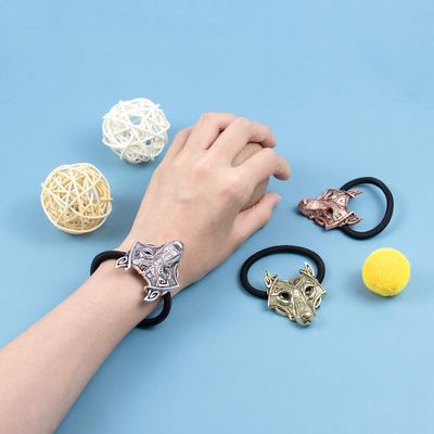 AUEAR, Brushed Metal Expandable Hair Cuff Ponytail Holder Elastic Tie for Women Thick Rings Set (3 Pcs, Style 7)