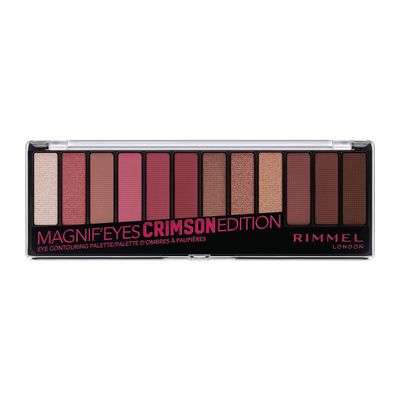 Rimmel London Magnif&#39;Eyes Eyeshadow Palette, 12 Shades, Blendable Formula, Versatile, 007, Crimson, 0.5oz