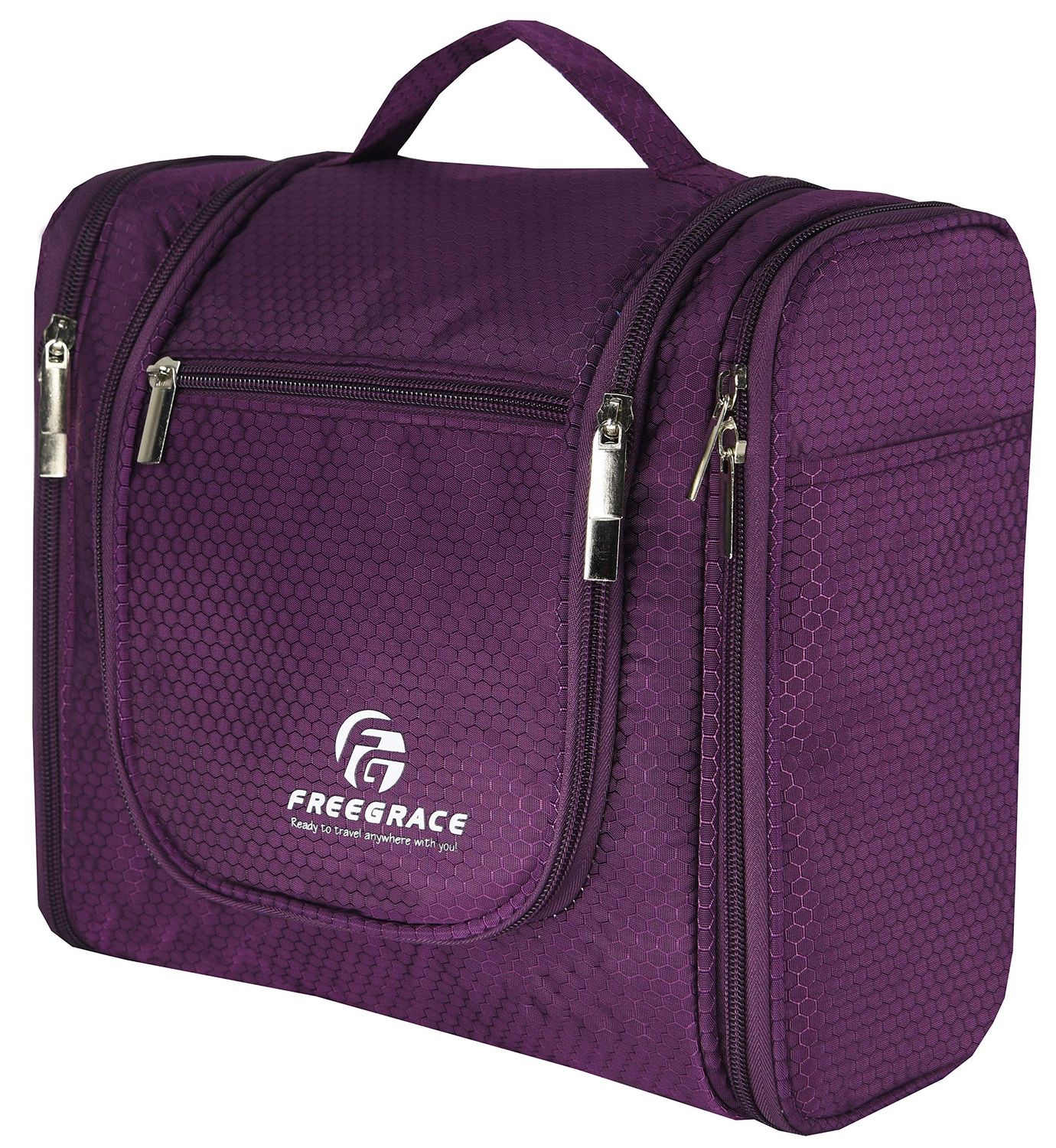 Hanging Toiletry Bag Extra Large Capacity | Premium Travel Organizer Bags For Men And Women | Durable Waterproof Nylon Bathroom, Shower, Makeup Bag For Toiletries, Cosmetics, Brushes (Purple)