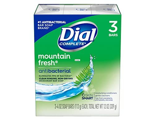 Dial Mountain Fresh Antibacterial Deodorant Bar Soap 3, 4 oz Soap Bars (Packs of 5)