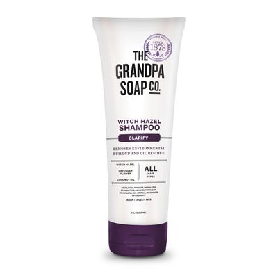 The Grandpa Soap Company Clarifying Witch Hazel Shampoo - Removes Buildup, With Witch Hazel &amp; Lavender Flower, For All Hair Types, Vegan, Sulfates and Parabens Free, 8 Fl Oz