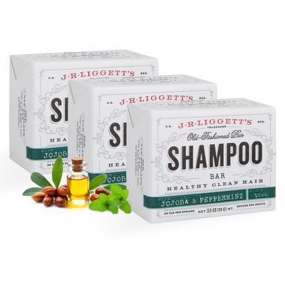 JRLIGGETT&#39;S All-Natural Shampoo Bar, Jojoba &amp; Peppermint Formula-Supports Strong &amp; Healthy Hair-Nourish Follicles with Antioxidants &amp; Vitamins-Detergent and Sulfate-Free, Set of Three,3.5 Ounce Bars