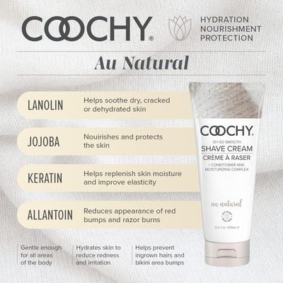 Coochy Intimate Shaving Cream | Shave Conditioner &amp; Moisturizer for Face &amp; Body | Ideal for Sensitive Skin Care, Anti-Bump | Au Natural, 12.5 oz