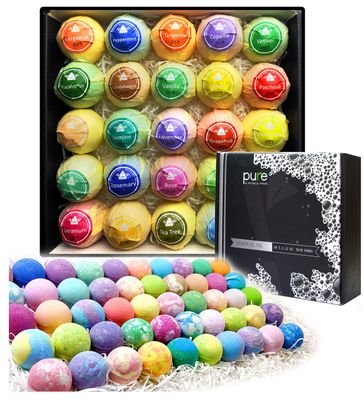 Natural Bath Bombs Gift Set for Women and Men. 50 Essential Oil Bath Bombs with Organic &amp; Moisturizing Pure Goodness.