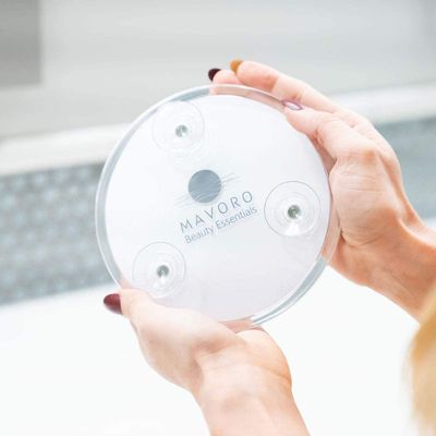 Mavoro Magnifying Mirror with Suction Cups - Triple Suction Cup Stick on Mirror with 7X Magnification. Portable Travel Makeup Mirror, Magnified Cosmetic Mirror (7X)