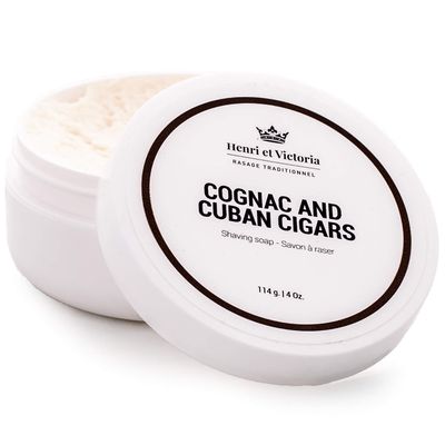 Henri et Victoria Shaving Soap For Men | Smooth Shave, Lathers Up Nicely, Long-Lasting Scent | Canadian Made by Skilled Artisan 114 g (4 oz) (Cognac and Cuban Cigars)