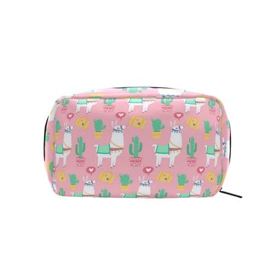 Makeup Bag Toiletry Bag Cosmetic Bags Pink Lama Cactus Storage Bag for Women Skincare Cosmetic Pouch