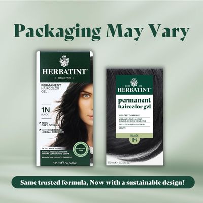 Herbatint Permanent Haircolor Gel, 1N Black, Alcohol Free, Vegan, 100% Grey Coverage - 4.56 oz (2 Pack)
