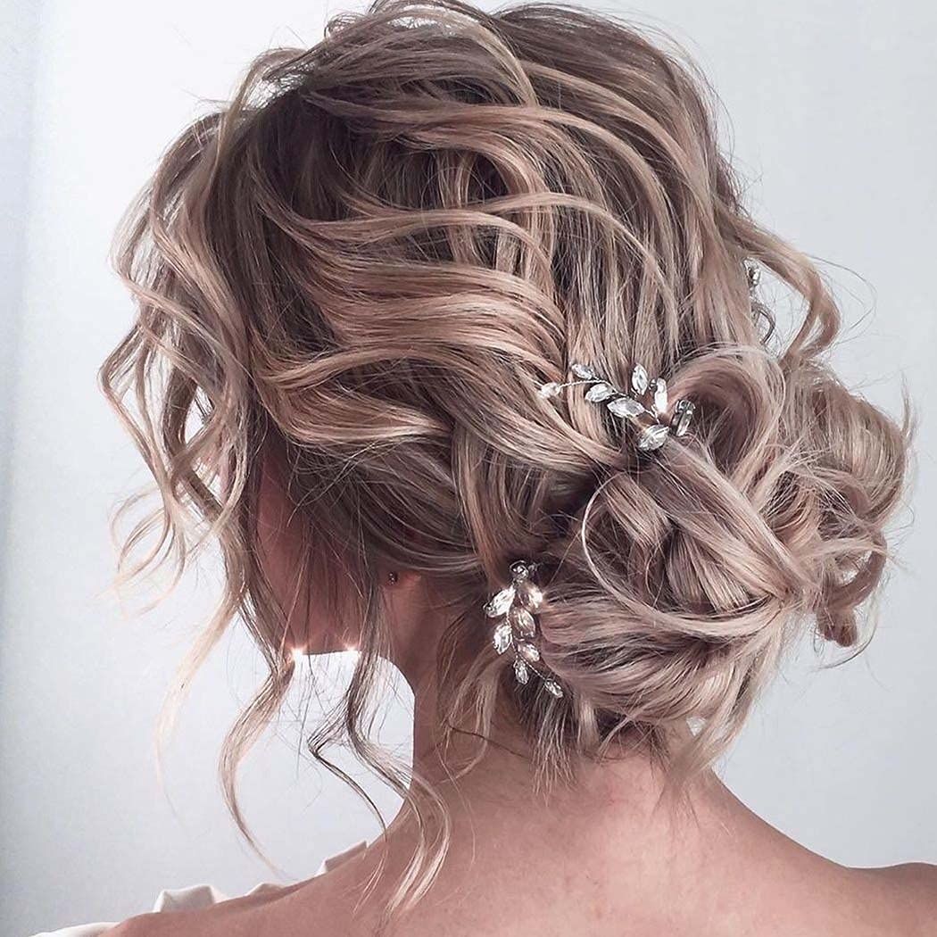 Jeairts Rhinestone Hair Pins Crystal Wedding Headpiece Sparkly Bride Hair Pieces Headwear Bridal Hair Accessories for Women and Girls(Pack of 2)