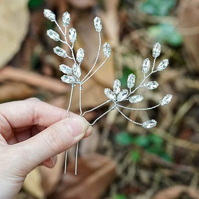 Jeairts Rhinestone Hair Pins Crystal Wedding Headpiece Sparkly Bride Hair Pieces Headwear Bridal Hair Accessories for Women and Girls(Pack of 2)