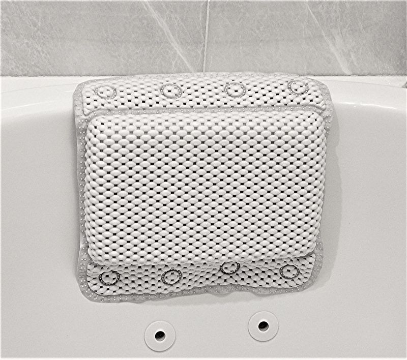 Luxurious Memory Foam Spa Bath Pillow for Tub Neck and Back Support - 8 Suction Cups, Non-Slip Design, Soft Cushion for Relaxing Soaks, by Dependable Industries