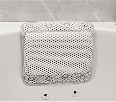 Luxurious Memory Foam Spa Bath Pillow for Tub Neck and Back Support - 8 Suction Cups, Non-Slip Design, Soft Cushion for Relaxing Soaks, by Dependable Industries