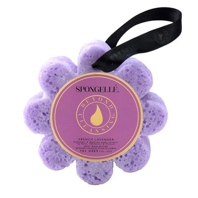 Spongelle French Lavender Wild Flower Buffer Body Scrubber | Bath &amp; Shower Loofah for Women | Exfoliator with Body Wash Infused Sponge | 14+ uses