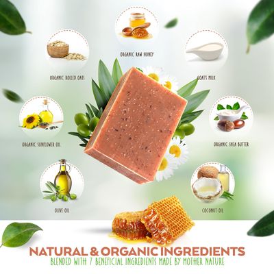 Aspen Kay Naturals Handmade Oatmeal Soap Bar for Face & Body - Made with Organic Raw Honey, Goats Milk, Organic Shea Butter - Exfoliating Soap - For All Skin Types - Made in the USA 4.5 oz