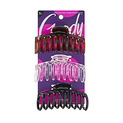 Goody Classics Claw Hair Clip, Medspiral, 3 Count (Pack of 3),(Colors may vary)
