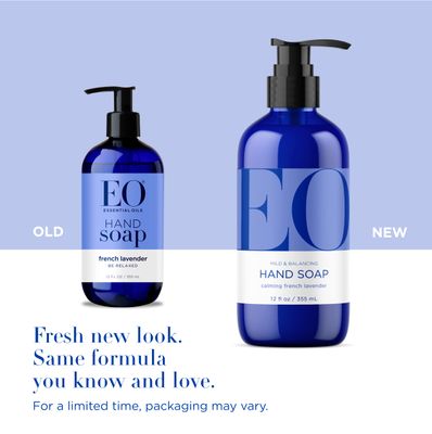 EO Liquid Hand Soap, 12 Ounce (Pack of 3), French Lavender, Organic Plant-Based Gentle Cleanser with Pure Essential Oils