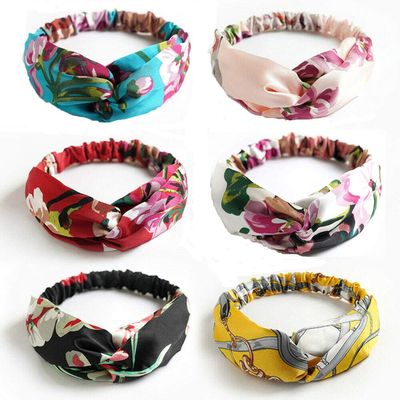 IDOLL Boho Headbands for Women, Silk Elastic Satin Hairband Vintage Floral Printed Paisley Bandana Fashion Headwraps Hair Band Accessories for Women Girls, 6 Packs
