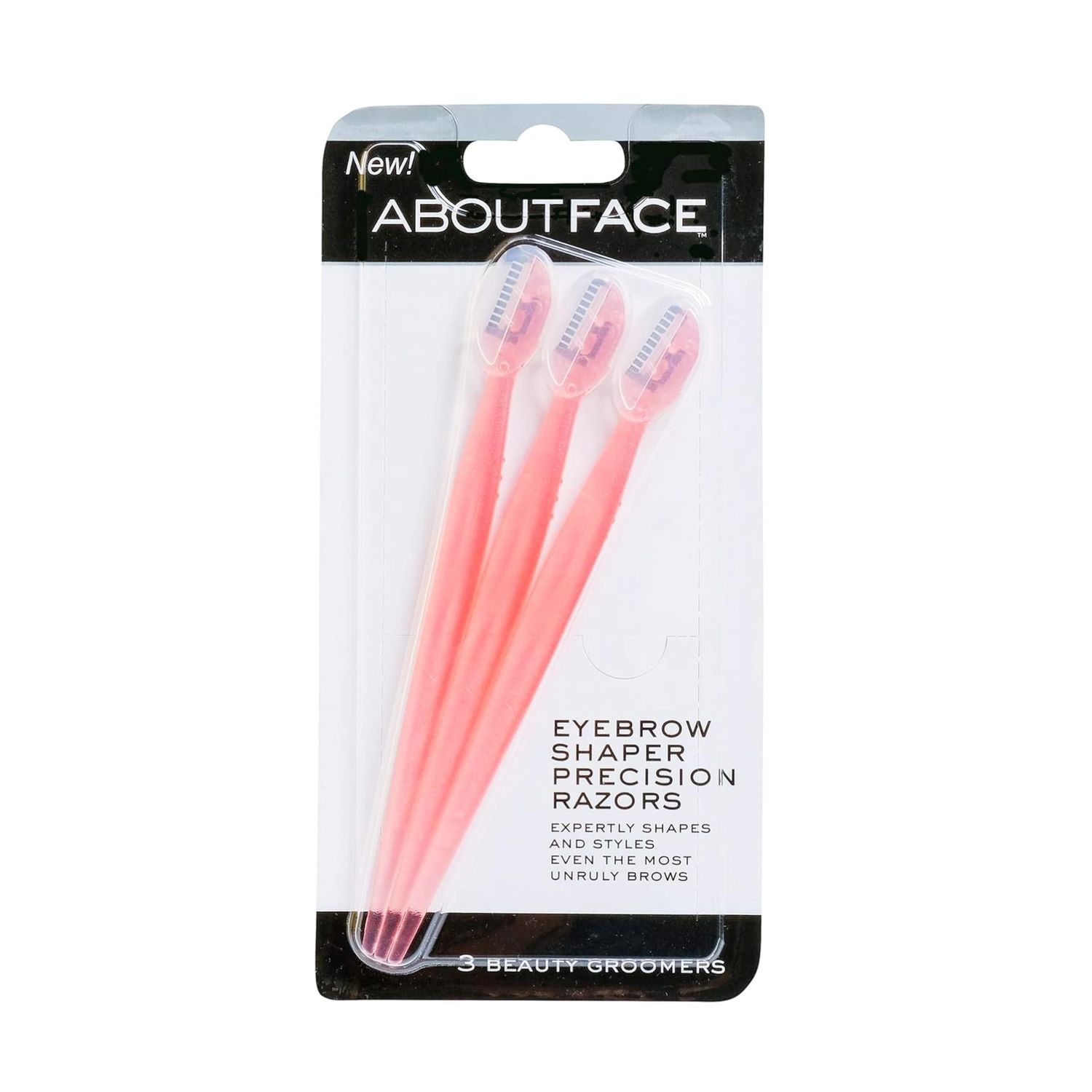About Face Facial Razor &amp; Eyebrow Shaper (3 Ct) - Removes Peach Fuzz on Cheeks, Chin, or Forehead &amp; Delicately Shapes Eyebrows