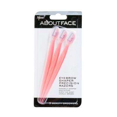 About Face Facial Razor &amp; Eyebrow Shaper (3 Ct) - Removes Peach Fuzz on Cheeks, Chin, or Forehead &amp; Delicately Shapes Eyebrows