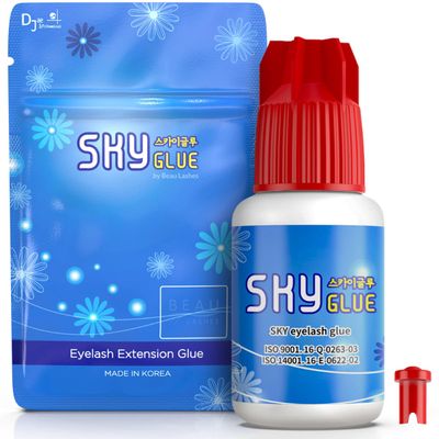 Sky Glue for Eyelash Extensions S+ | Super Strong Lash Extension Glue | Professional Black Adhesive for Long Lasting Semi Permanent Individual Lash Extensions | Fast Drying / 7+ Week Retention 5ml