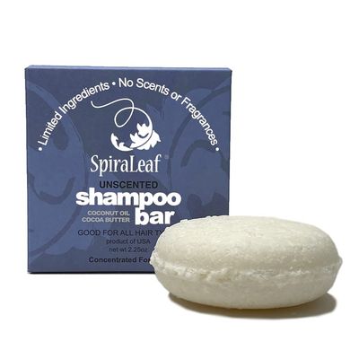 Spiraleaf Whiff Shampoo and Shave Bar UNSCENTED Limited Ingredients, No Scents or Colorings, Made USA, Concentrated Formula