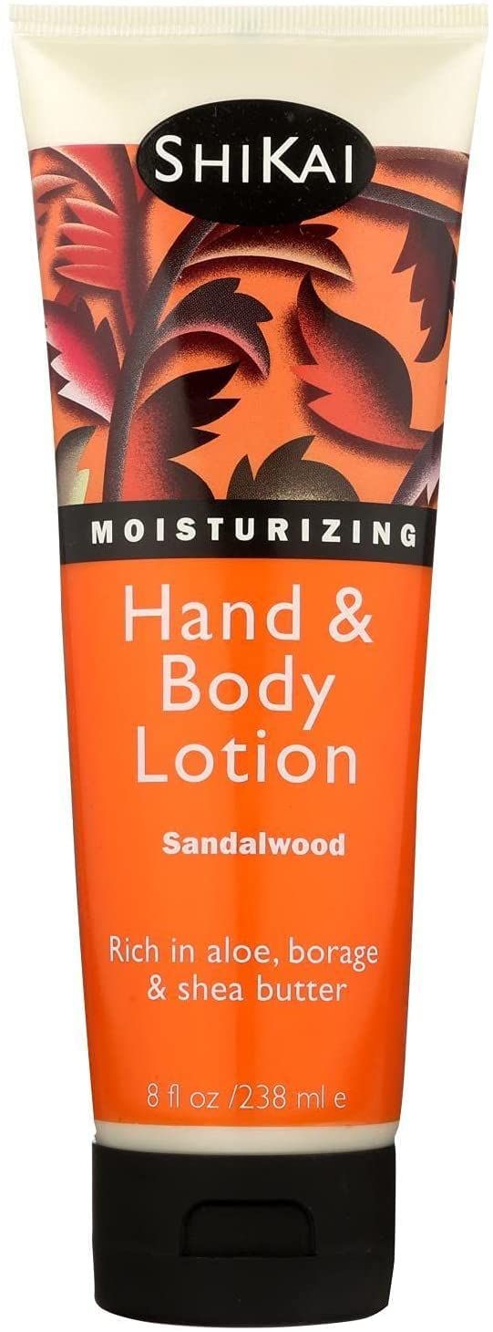 ShiKai Hand &amp; Body Lotion (Sandalwood, 8oz) | Daily Moisturizing Skincare for Dry and Cracked Hands | With Aloe Vera &amp; Vitamin E