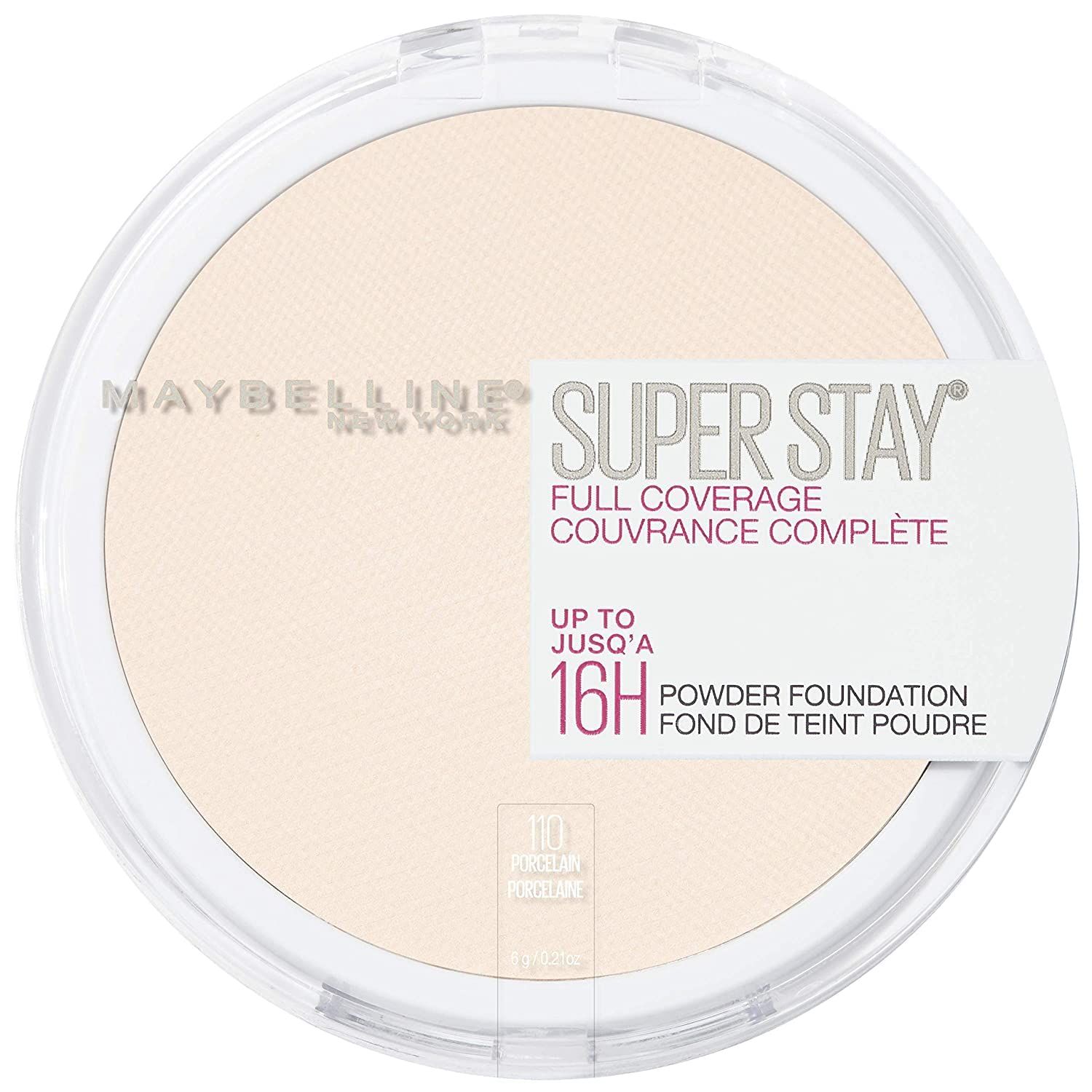 Maybelline Super Stay Full Coverage Powder Foundation Makeup, Up to 16 Hour Wear, Soft, Creamy Matte Foundation, Porcelain, 1 Count