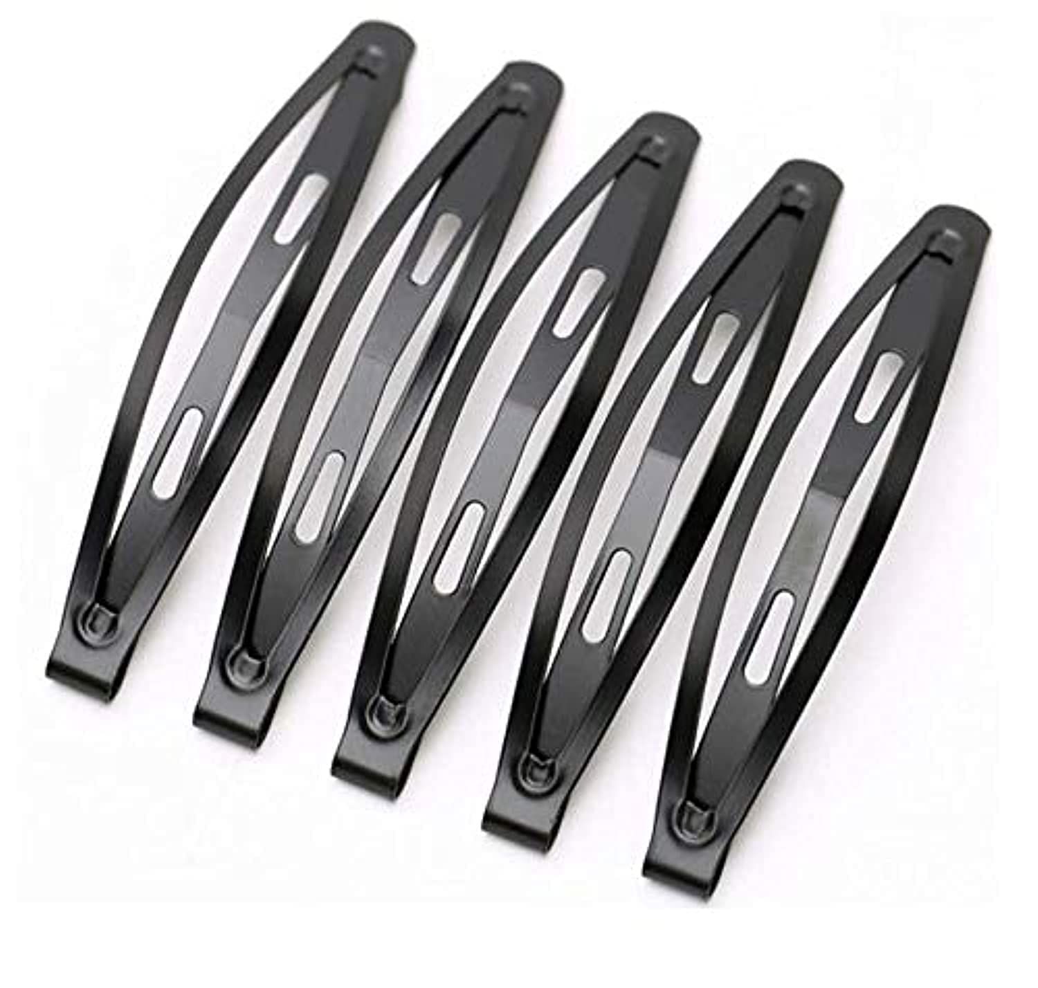 LASSUM 24 Pcs Large Metal Hair Snap Clips 2.36 inch Long No-slip Hair Clips Barrettes for Women and Girls (Black)