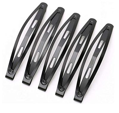 LASSUM 24 Pcs Large Metal Hair Snap Clips 2.36 inch Long No-slip Hair Clips Barrettes for Women and Girls (Black)