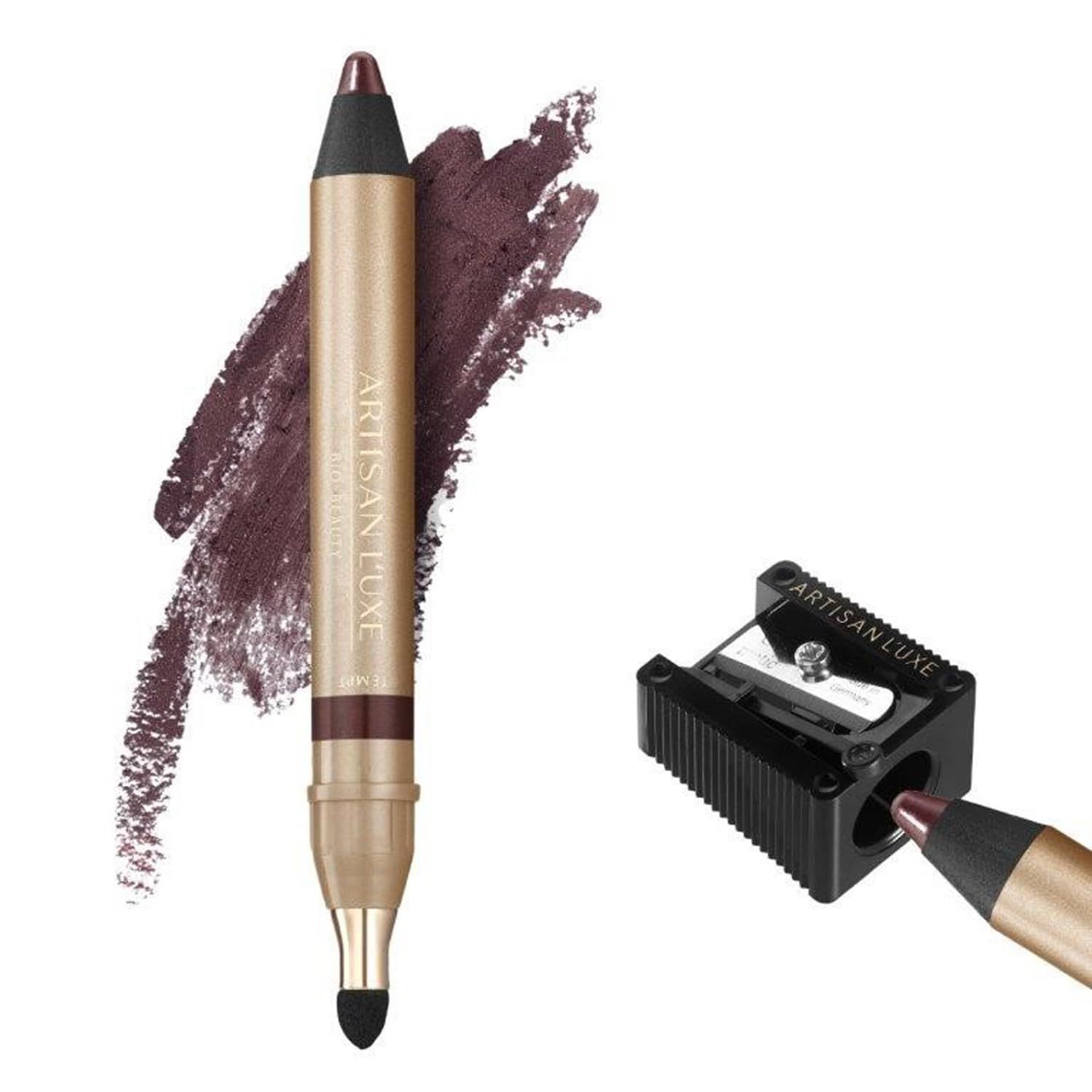 Artisan L&#39;uxe Beauty Velvet Jumbo Eyeliner Pencil - Smokey Eyes in 3 Minutes - Water-Proof, Smudge-Proof, Long-Lasting - Age-Defying Essential Oils - Tempt (Shade: Deep Plum)