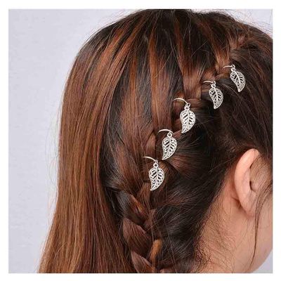 Olbye Silver Star Hair Ring Pin Simple Hair Accessories Minimal Hair Barrette For Women and Girls (Silver Leaf)