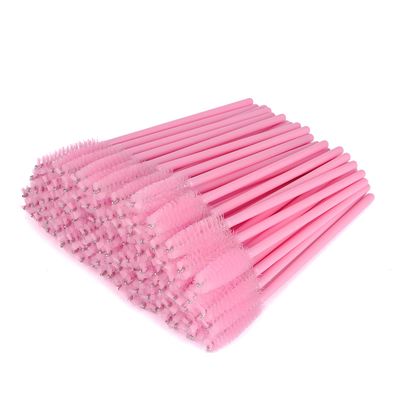 G2PLUS 100PCS Disposable Eyelash Brushes, Adjustable Mascara Wands Makeup Applicator, Eyelash Spoolies Brushes for Eyelash Extensions and Eyebrows (Baby Pink)