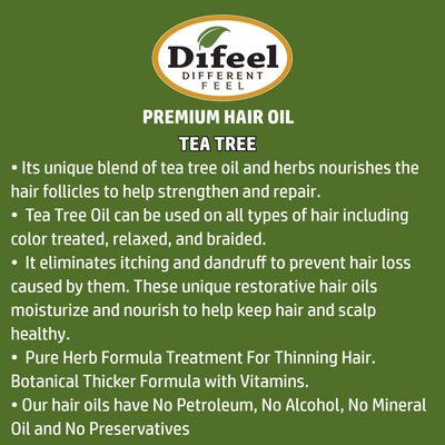 Difeel Premium Natural Hair Oil - Tea Tree Oil for Dry Scalp 2.5 Ounce 6-Pack