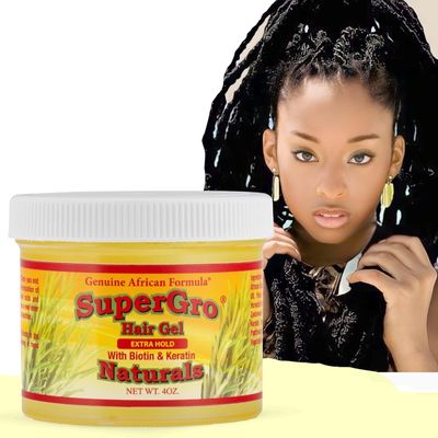 SuperGro Extra Hold Loc &amp; Twist Gel for Natural Hair Styling - Ideal for Braiding, Retwisting Locs, and Edge Control - With Shea Butter, Biotin &amp; Black Castor Oil - 8 oz