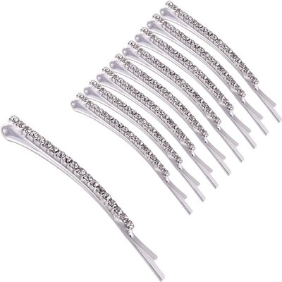 TecUnite 16 Pcs Rhinestone Bobby Pins Decorative Hair Pins Metal Diamond Clear Crystal Fancy Hair Clips Bling Hair Barrette Hair Accessories for Women Bridal Wedding Party Daily, 2.36 inch
