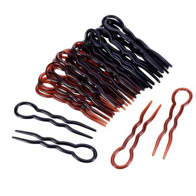 AKOAK 24 Pieces Mixed Black and Brown Plastic U Shaped Hair Pins Hair Style Grip Pins Fast Spiral Hair Braid Twist Styling Clips for Girls and Women