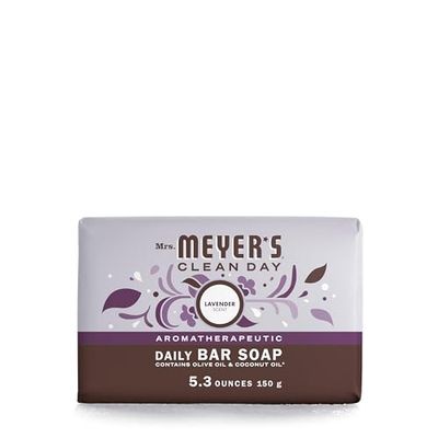 MRS. MEYER&#39;S CLEAN DAY Bar Soap, Use as Body Wash or Hand Soap, Made with Essential Oils, Lavender, 5.3 oz, 1 Bar