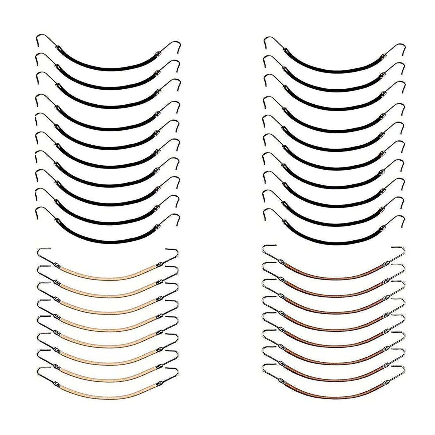 YBB 36 Pcs Ponytail Hooks Hair Clips, Elastic Hair Ties Ponytail Holders for Women Hair Styling (Black, Brown and Gold)
