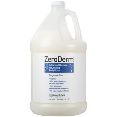 Ginger Lily Farms Botanicals ZeroDerm Advanced Therapy Nourishing Body Wash, 100% Vegan &amp; Cruelty-Free, Fragrance Free, 1 Gallon (128 Fl. Oz.) Refill