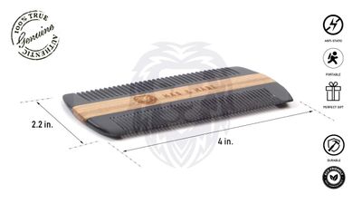 Premium Natural Ox horn and Sandalwood Beard Comb Dual-Action | Double Sided Beard & Mustache Comb with Brown Protective Case | Perfect Grooming Companion & Gift for Men - by Man & Mane