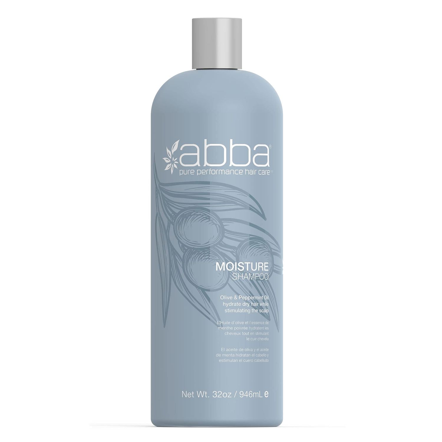 ABBA Moisture Shampoo, Olive &amp; Peppermint Oil, 32 Fl Oz (Pack of 1)
