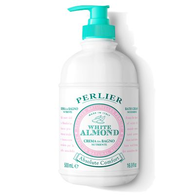 Perlier White Almond Shower &amp; Bath Cream - Nourishing &amp; Soothing Luxury Bath Cream Made with Almond Oil for Deep Moisturization and Hydration (16.9 Fluid Oz.)