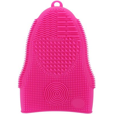 ScivoKaval Makeup Brush Cleaner Glove Mat Mitt Silicone Cosmetic Cleaning Scrubber Tool Face Brushes and Eye Brush Washing Pad Pink (Rose Red)
