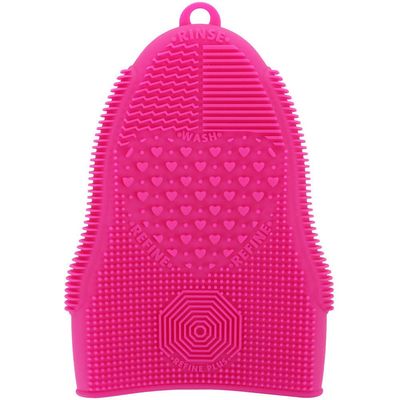 ScivoKaval Makeup Brush Cleaner Glove Mat Mitt Silicone Cosmetic Cleaning Scrubber Tool Face Brushes and Eye Brush Washing Pad Pink (Rose Red)