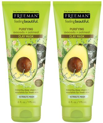 Freeman Feeling Beautiful Facial Clay Masque Avocado &amp; Oatmeal 6 oz (Pack of 2)