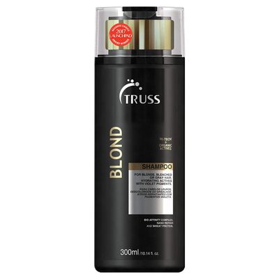 TRUSS Blond Shampoo - Toning &amp; Color Protect Shampoo with Frizz Control - Violet Pigmented Blonde Shampoo that Controls Brassy and Yellow + Orange Tones in Bleached, Highlighted &amp; Gray Hair (300 ml)