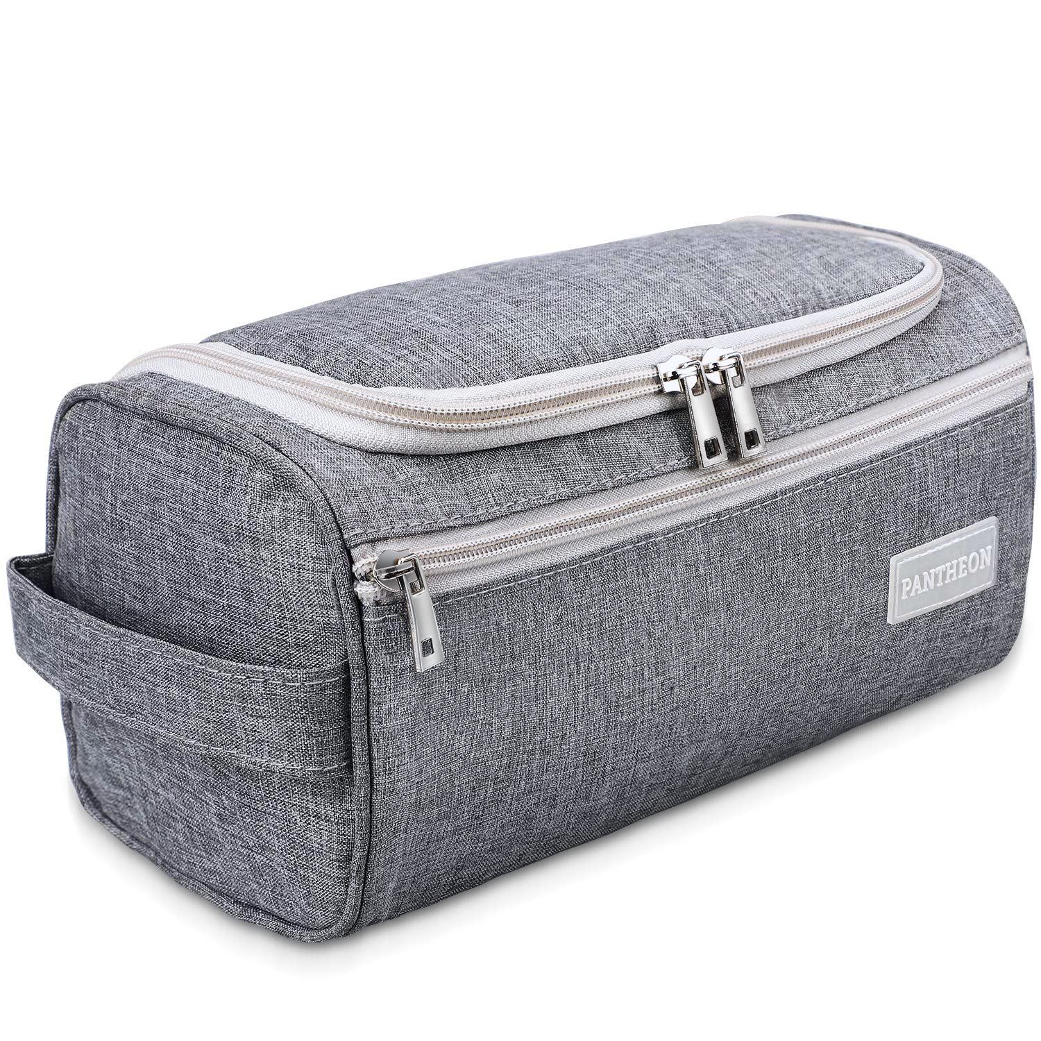 Pantheon Travel Toiletry Bag for Men and Women, Travel bag for Toiletries, Dopp Kit for Men, Travel Bathroom Bag, Mens Travel Bag Hanging Toiletry Organizer Toiletry Kit for Traveling (Gray)